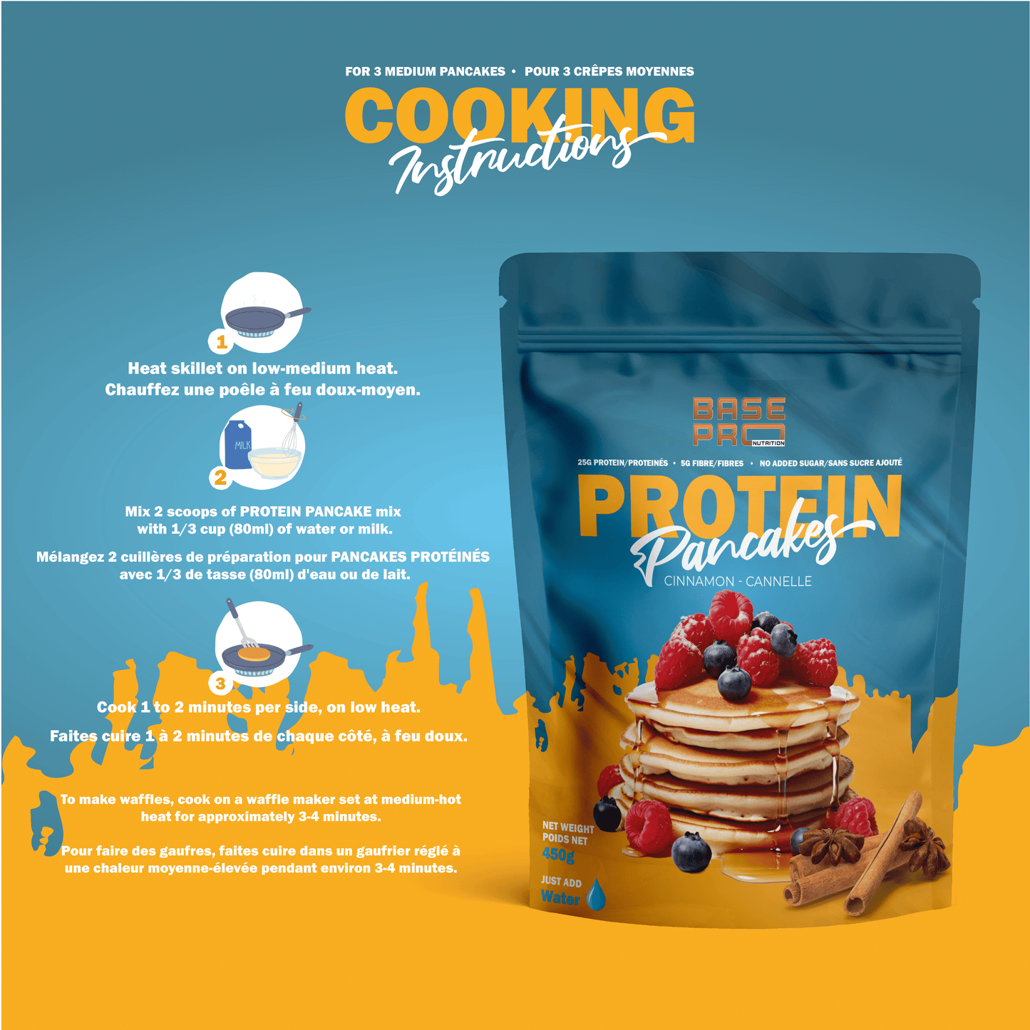 Protein Pancake and Waffle Mix - Cinnamon - 450g - Base Pro Nutrition