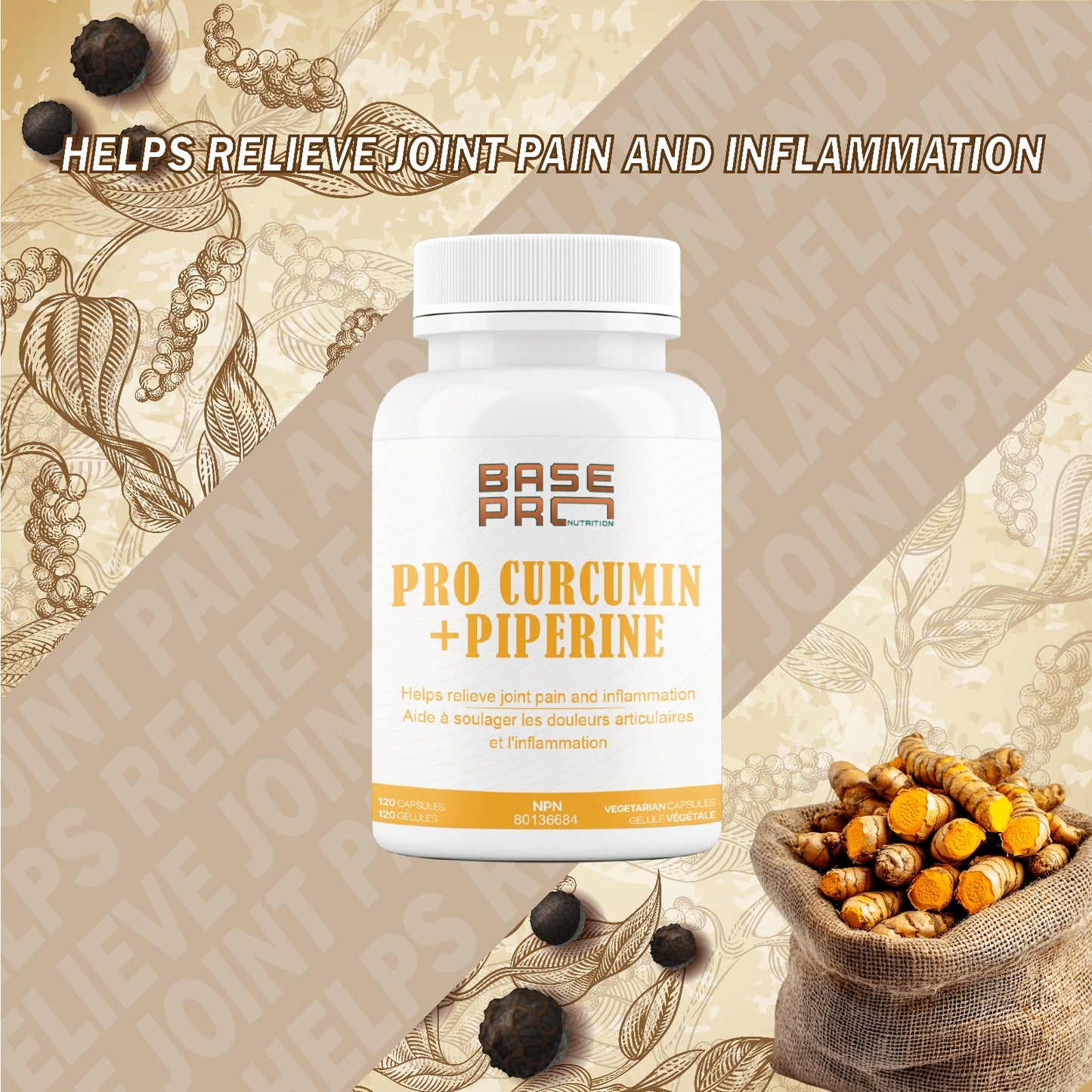 PRO Curcumin + Piperine - 120 capsules - Base Pro Nutrition