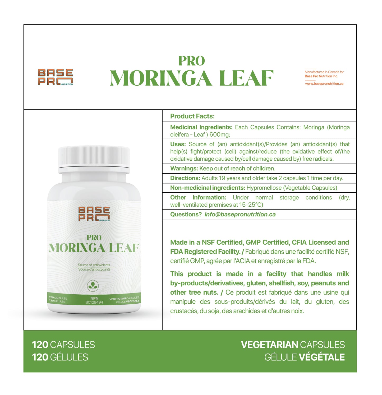 Pro Moringa Leaf - Capsules - Base Pro Nutrition