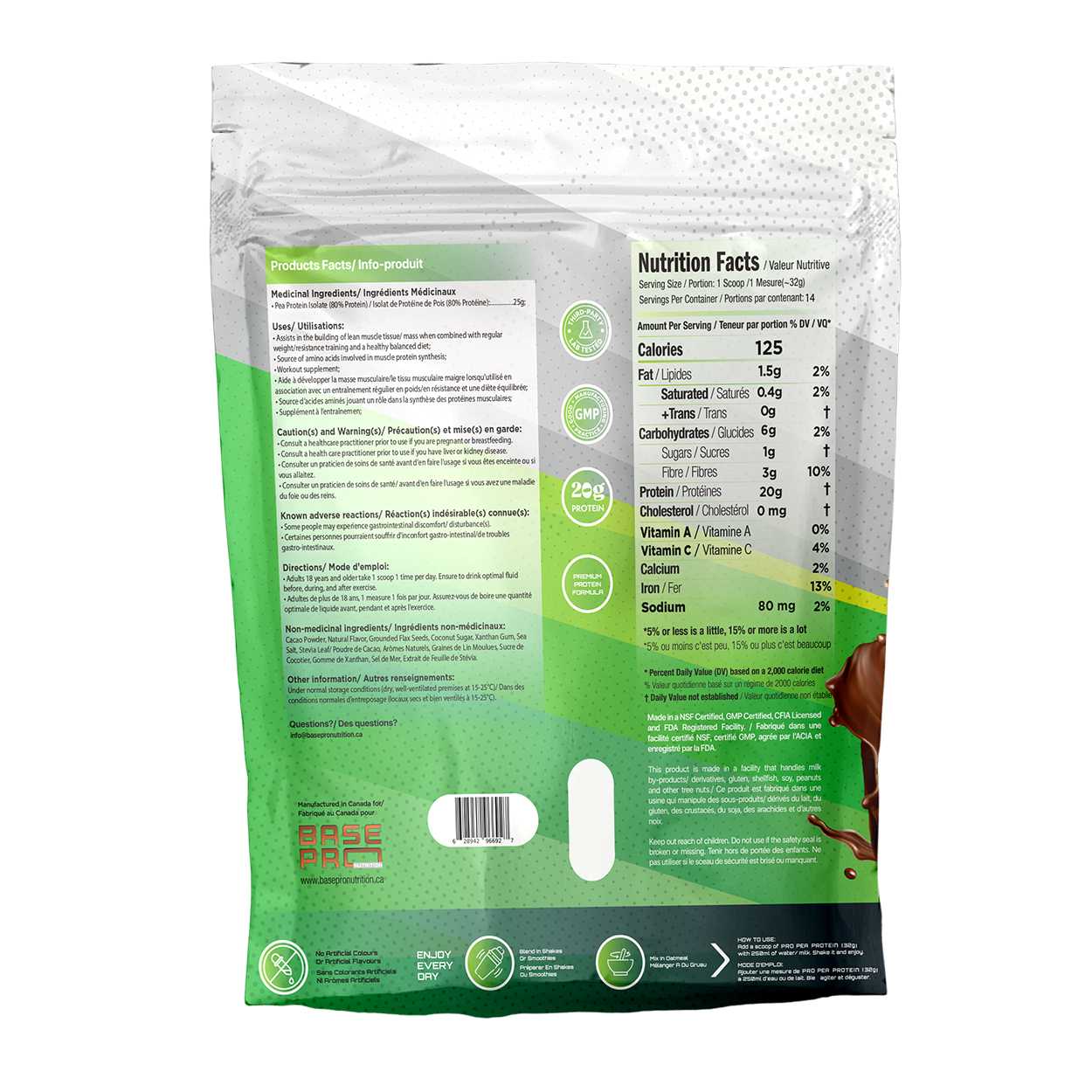 Pro Pea Protein - Extreme Chocolate - 1LB - Base Pro Nutrition