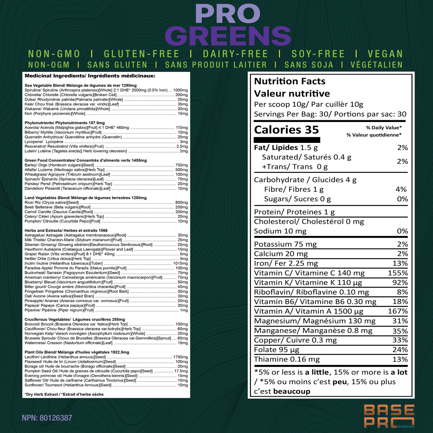 Pro Greens - Mixed Berry - 300 grams - Base Pro Nutrition