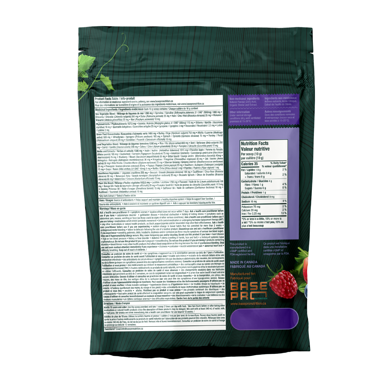 Pro Greens - Mixed Berry - 300 grams - Base Pro Nutrition