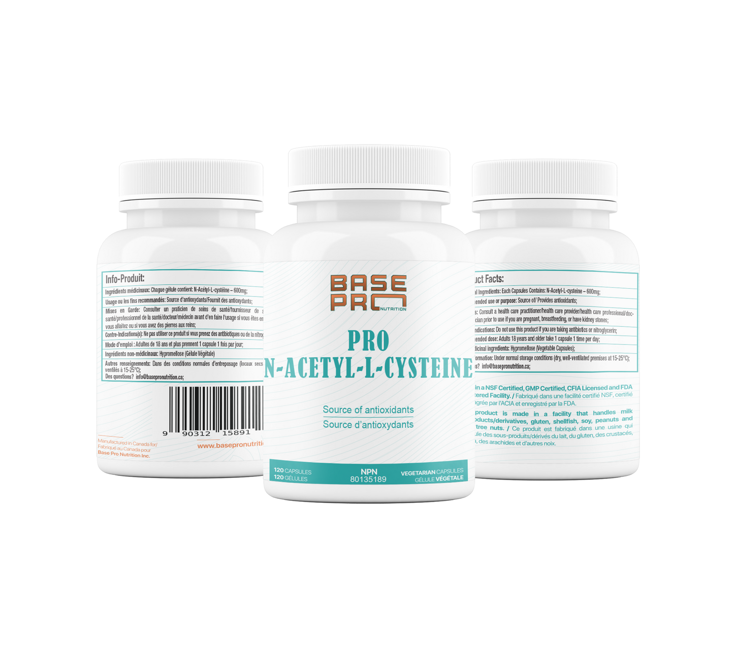 Pro N-Acetyl-L-Cysteine - 120 capsules - Base Pro Nutrition