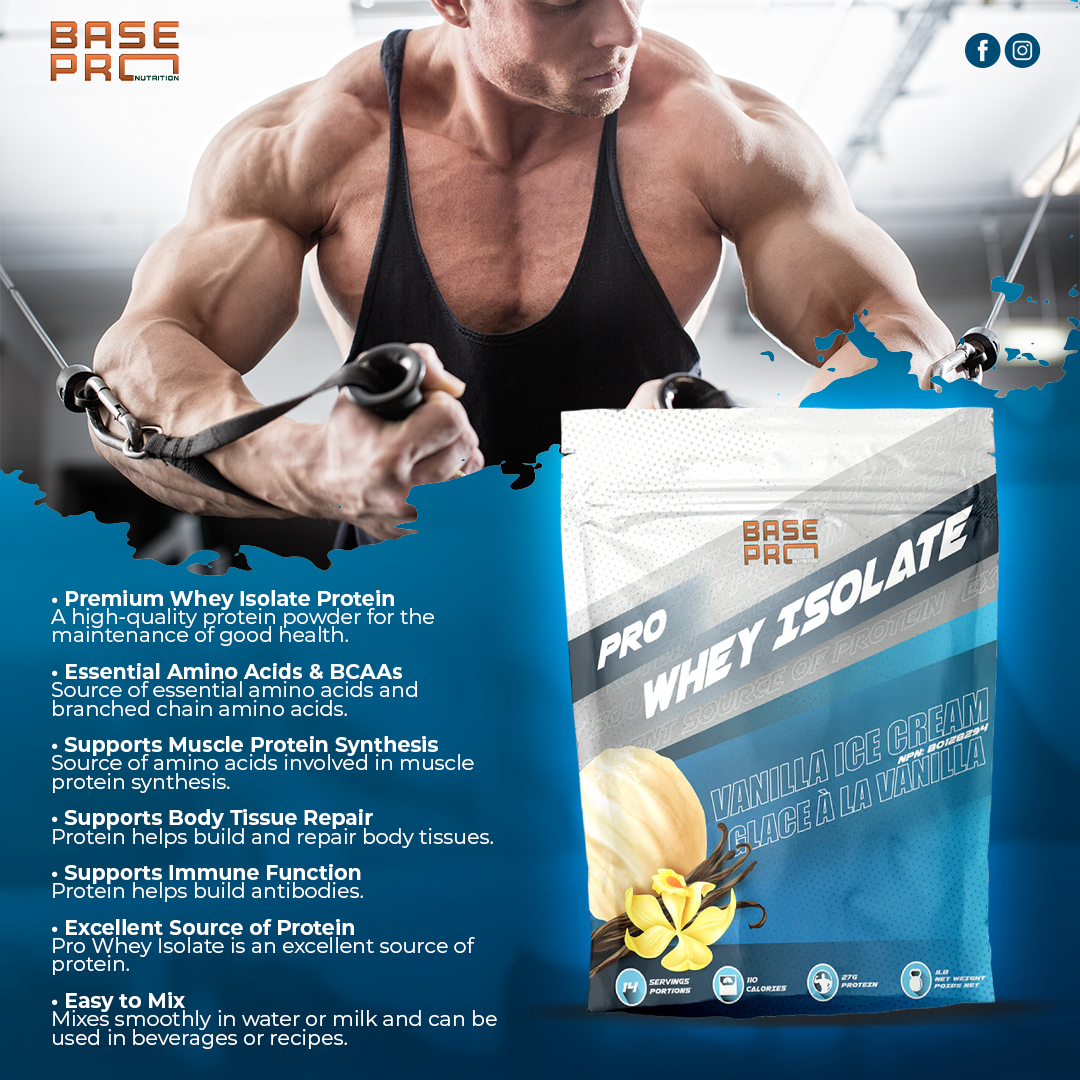 Pro Whey Isolate - Vanilla Ice Cream - 1LB - Base Pro Nutrition