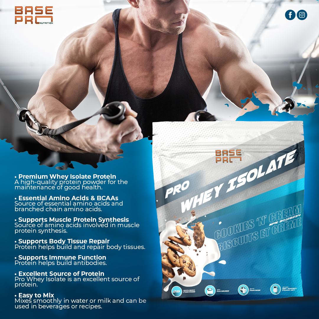 Pro Whey Isolate - Cookies "N" Cream - 2LBS - Base Pro Nutrition