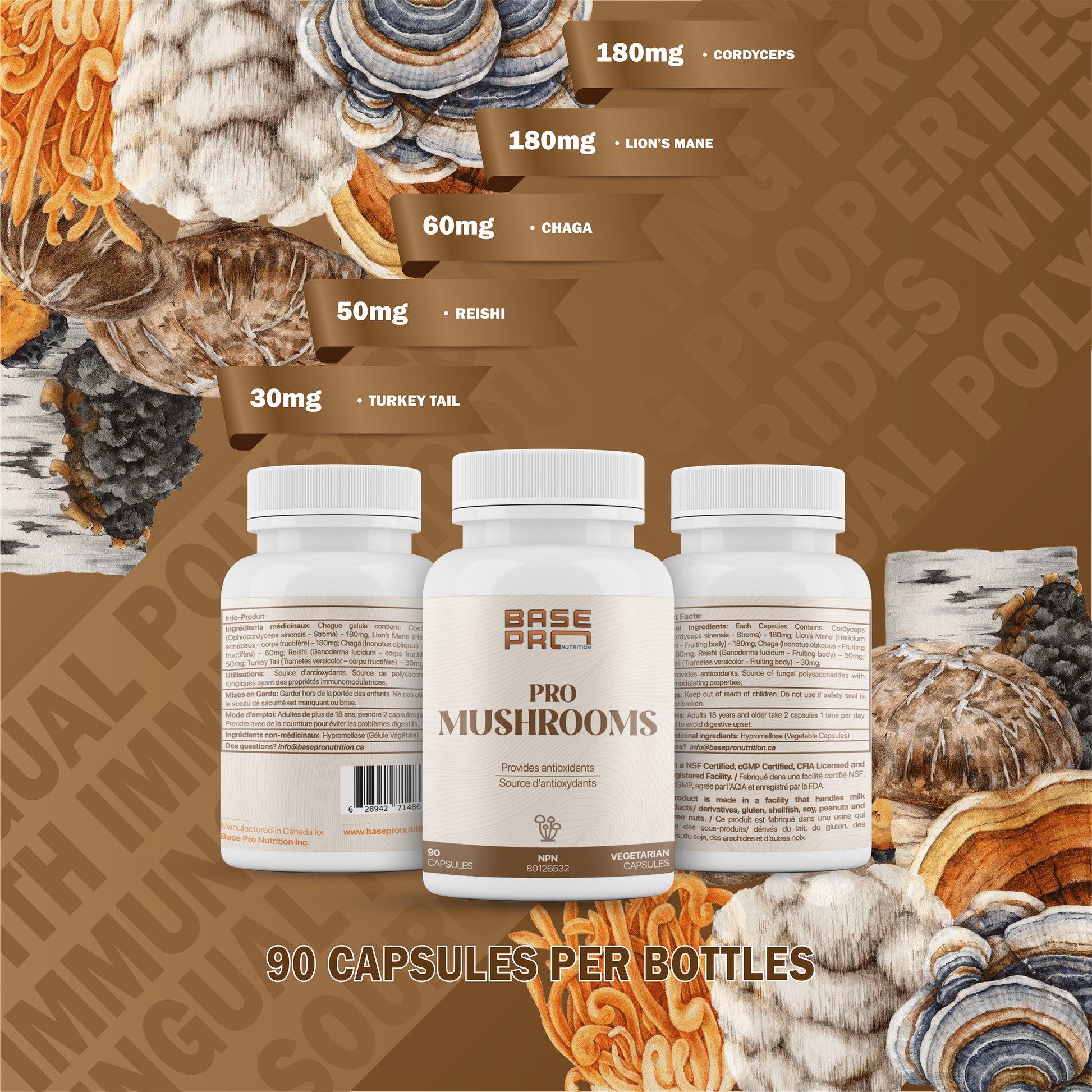 Pro Mushrooms - Capsules - Base Pro Nutrition