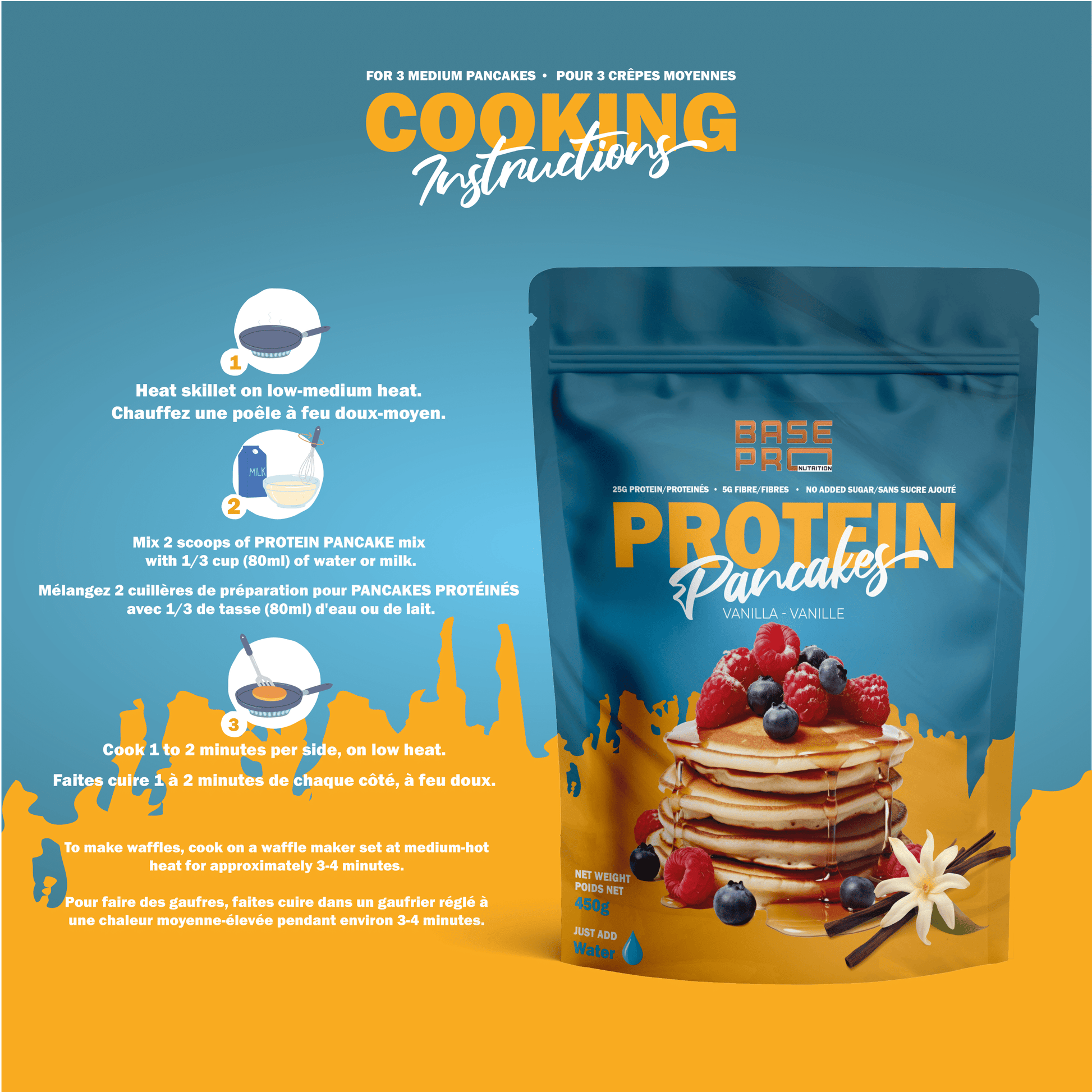 Protein Pancake and Waffle Mix - Vanilla - 450g - Base Pro Nutrition