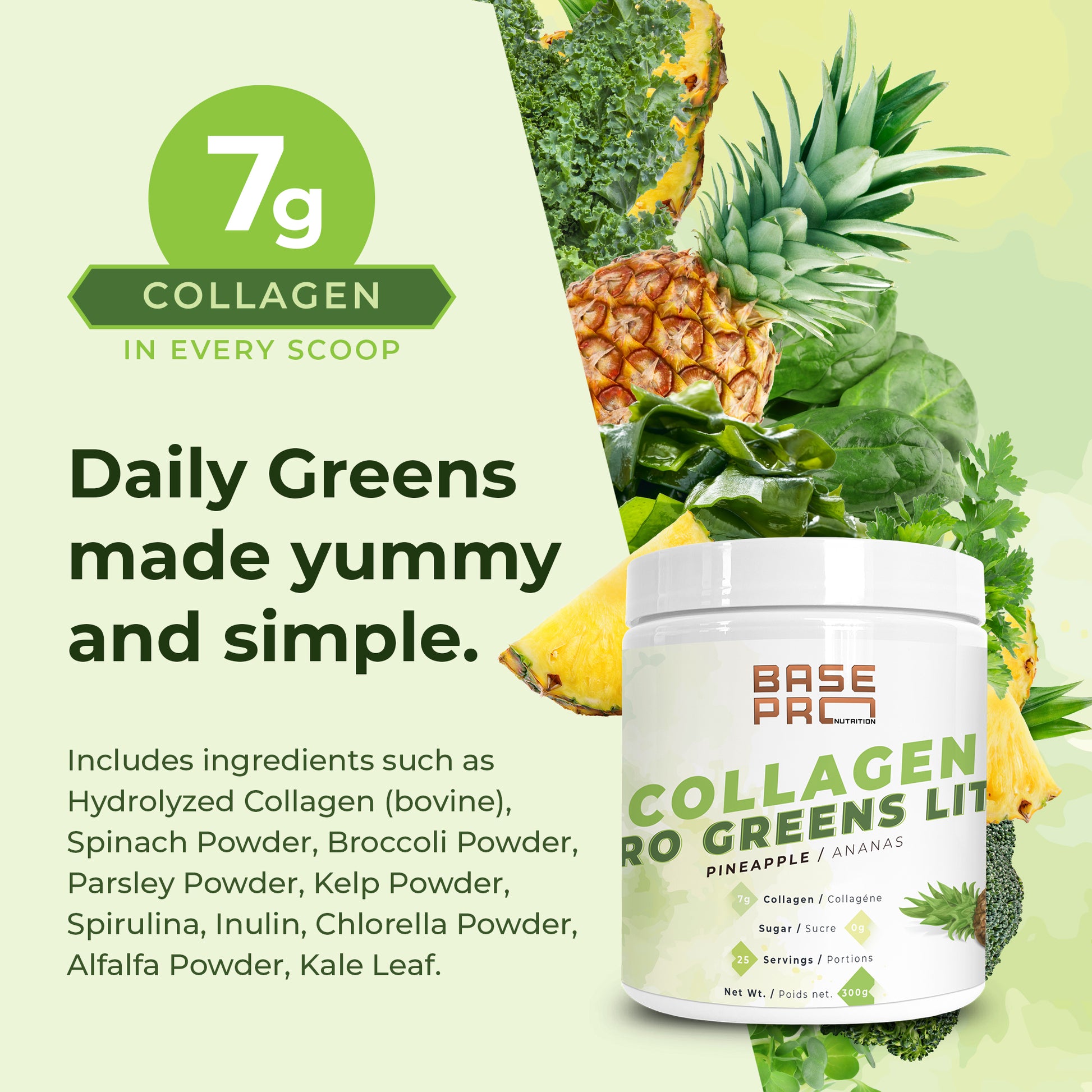 Collagen & Pro Greens Lite - 300grams - Base Pro Nutrition