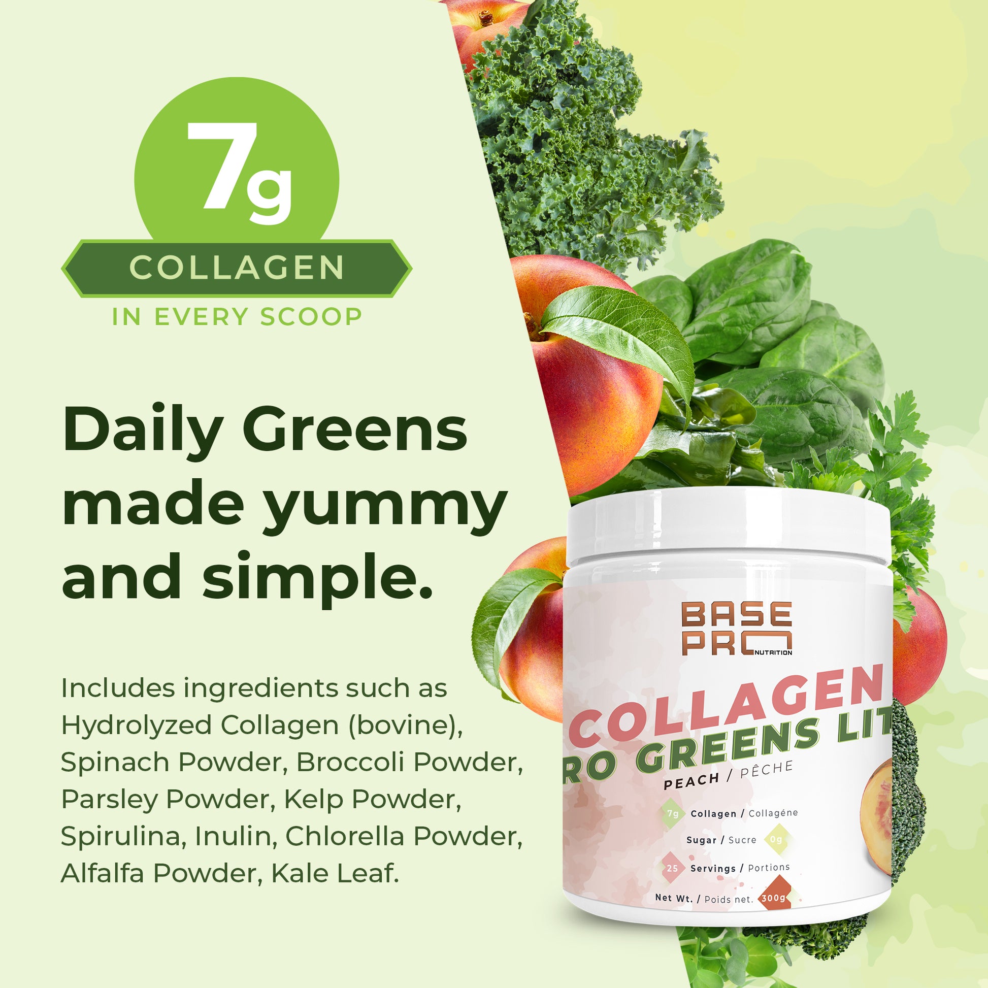 Collagen & Pro Greens Lite - 300grams - Base Pro Nutrition