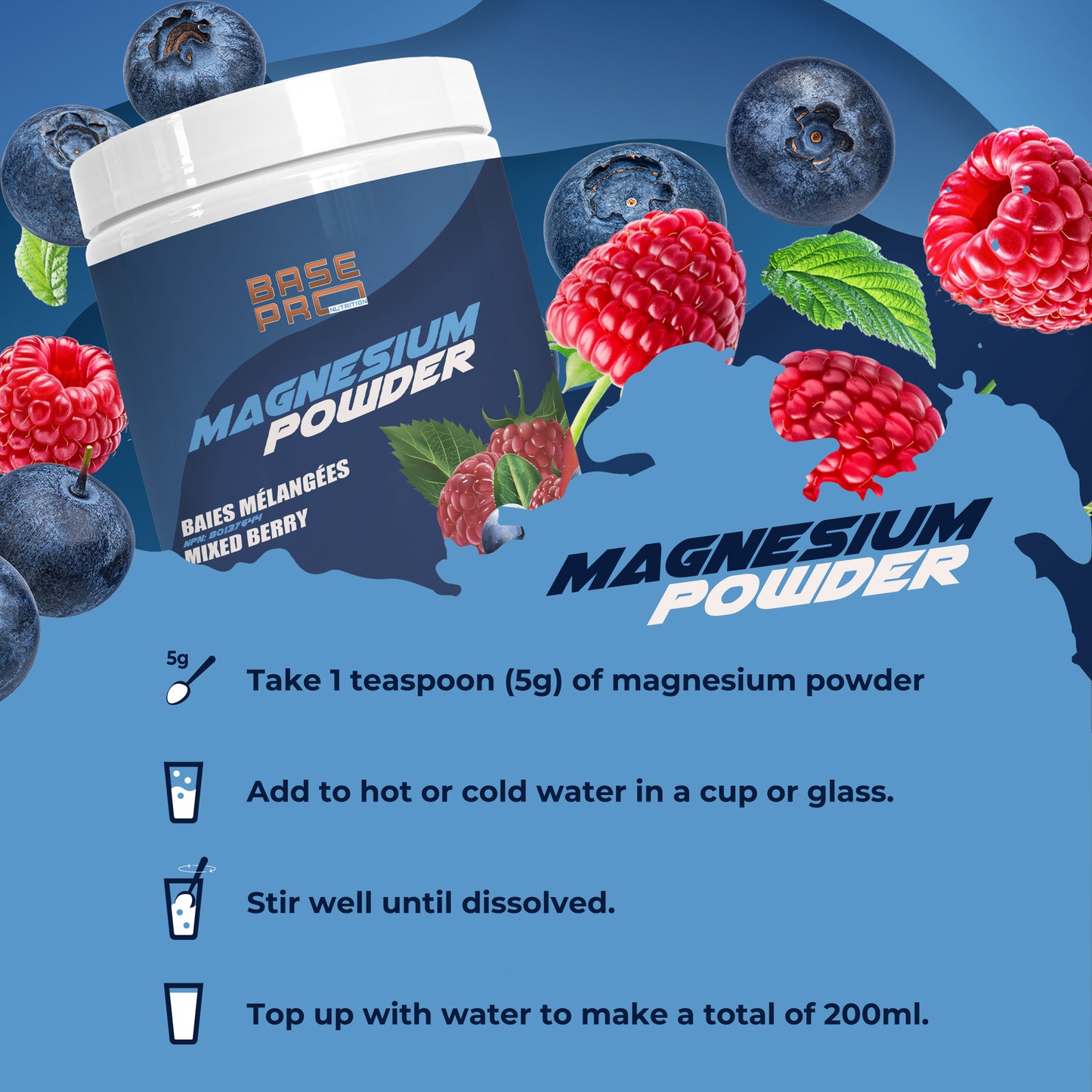 Magnesium Powder - Flavored 300grams - Base Pro Nutrition
