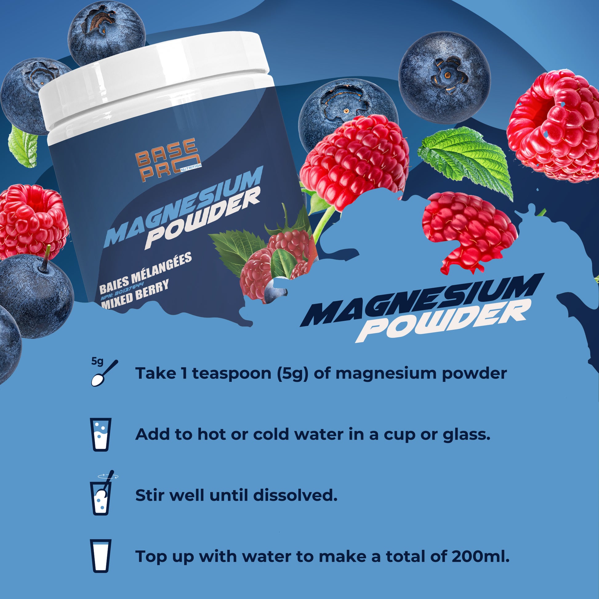Magnesium Powder - Flavored 300grams - Base Pro Nutrition
