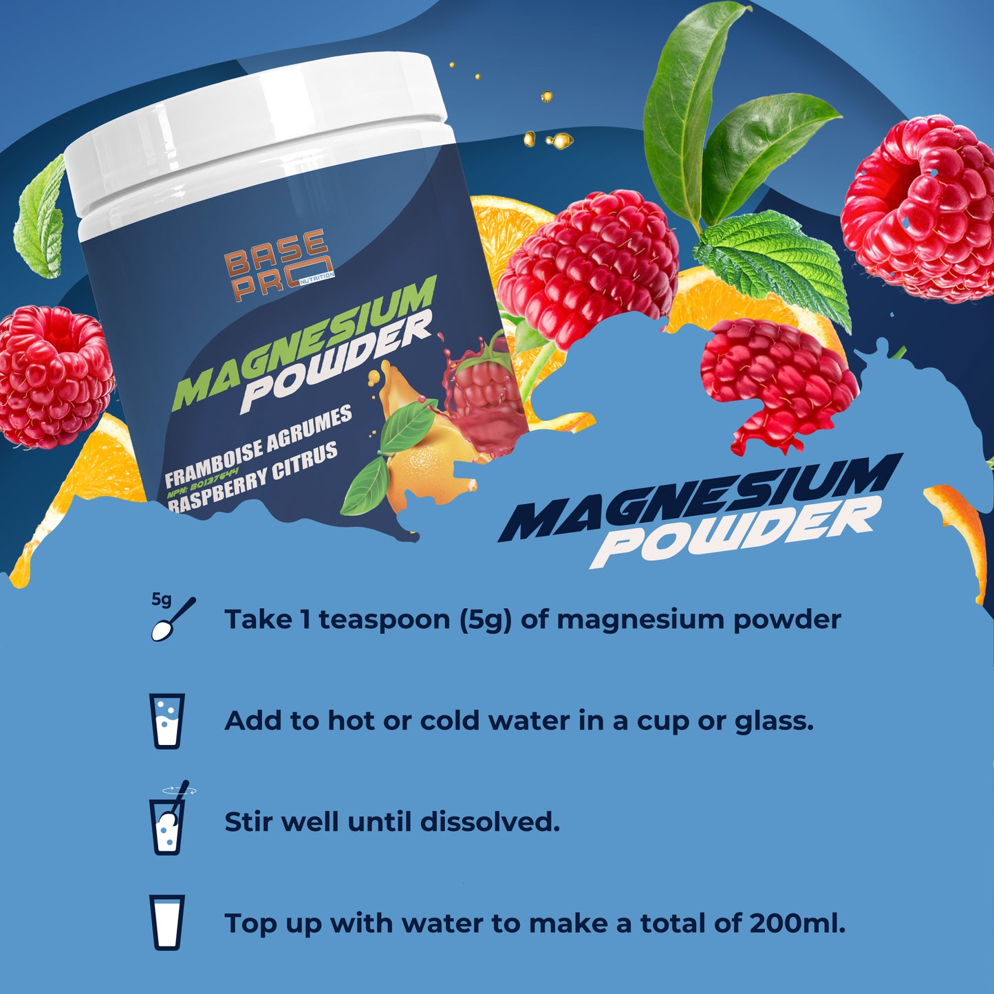 Magnesium Powder - Flavored 300grams - Base Pro Nutrition