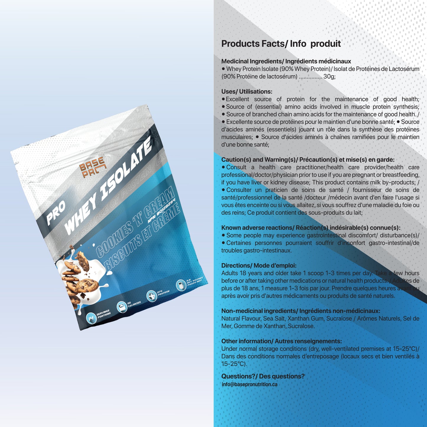 Pro Whey Isolate - Cookies "N" Cream - 1LB - Base Pro Nutrition