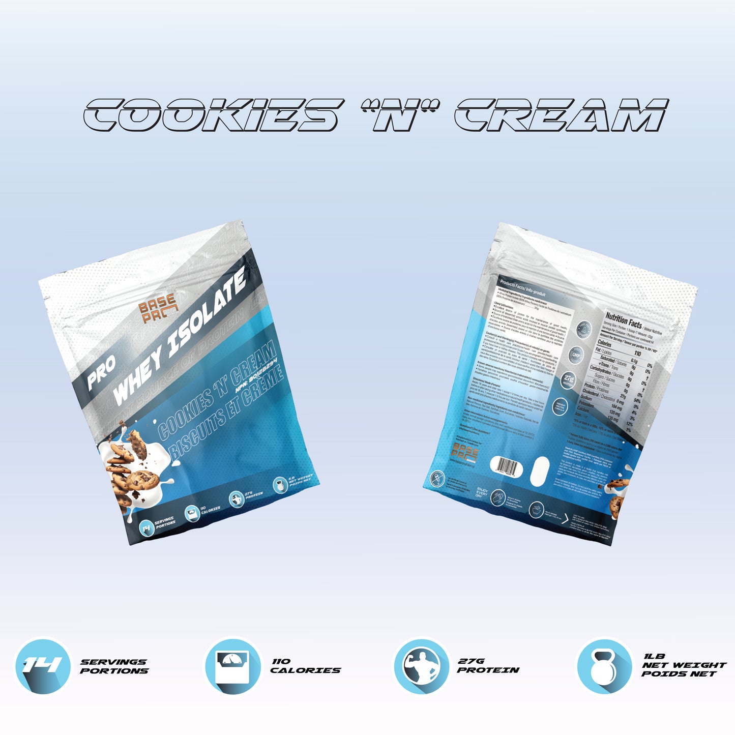 Pro Whey Isolate - Cookies "N" Cream - 1LB - Base Pro Nutrition