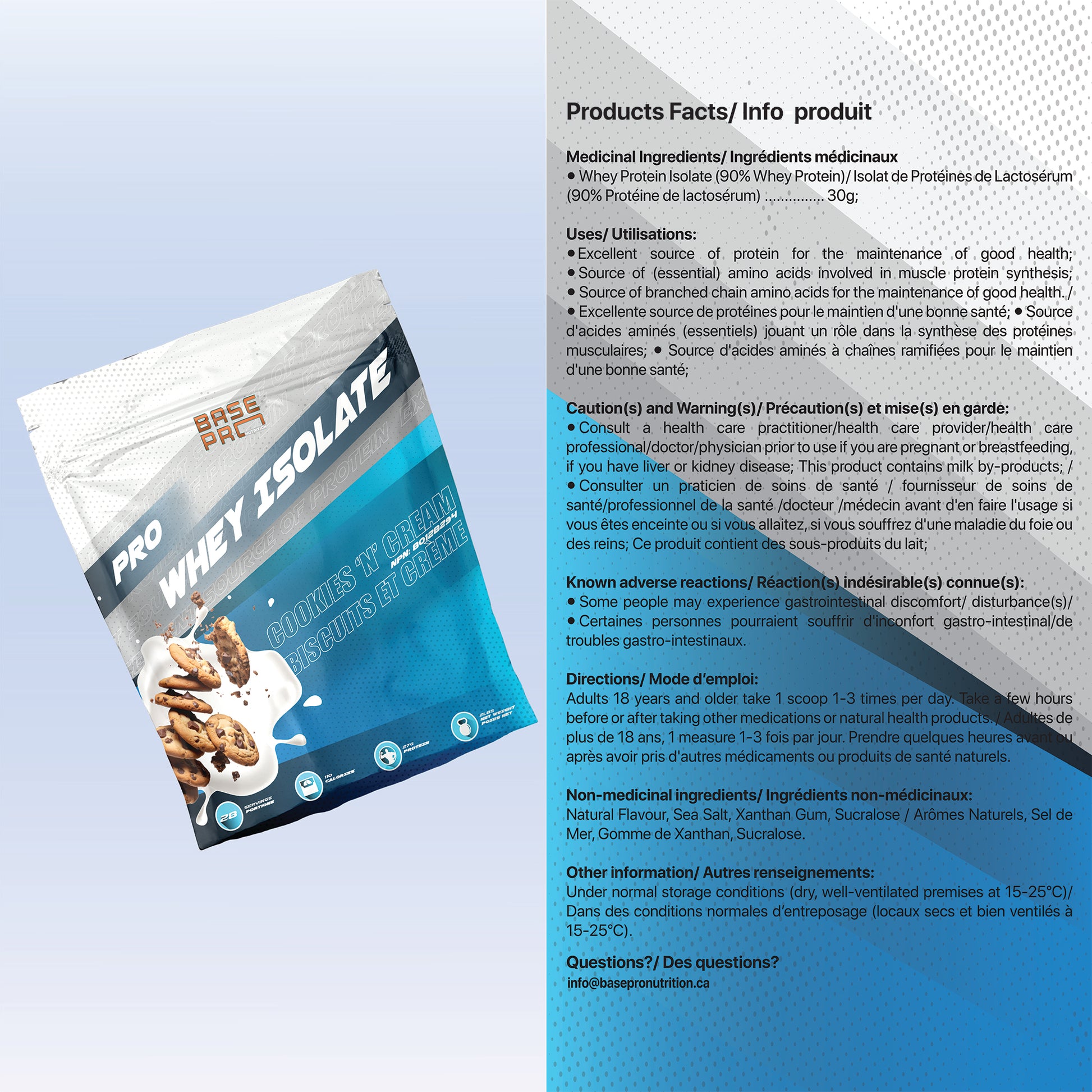 Pro Whey Isolate - Cookies "N" Cream - 2LBS - Base Pro Nutrition
