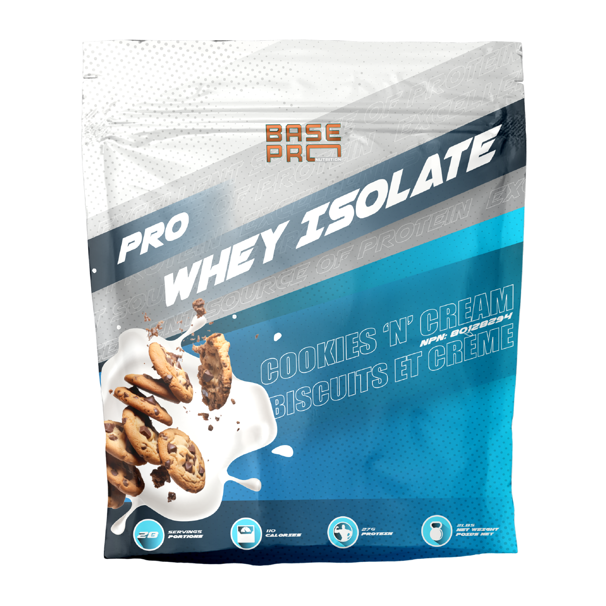 Pro Whey Isolate - Cookies "N" Cream - 2LBS - Base Pro Nutrition