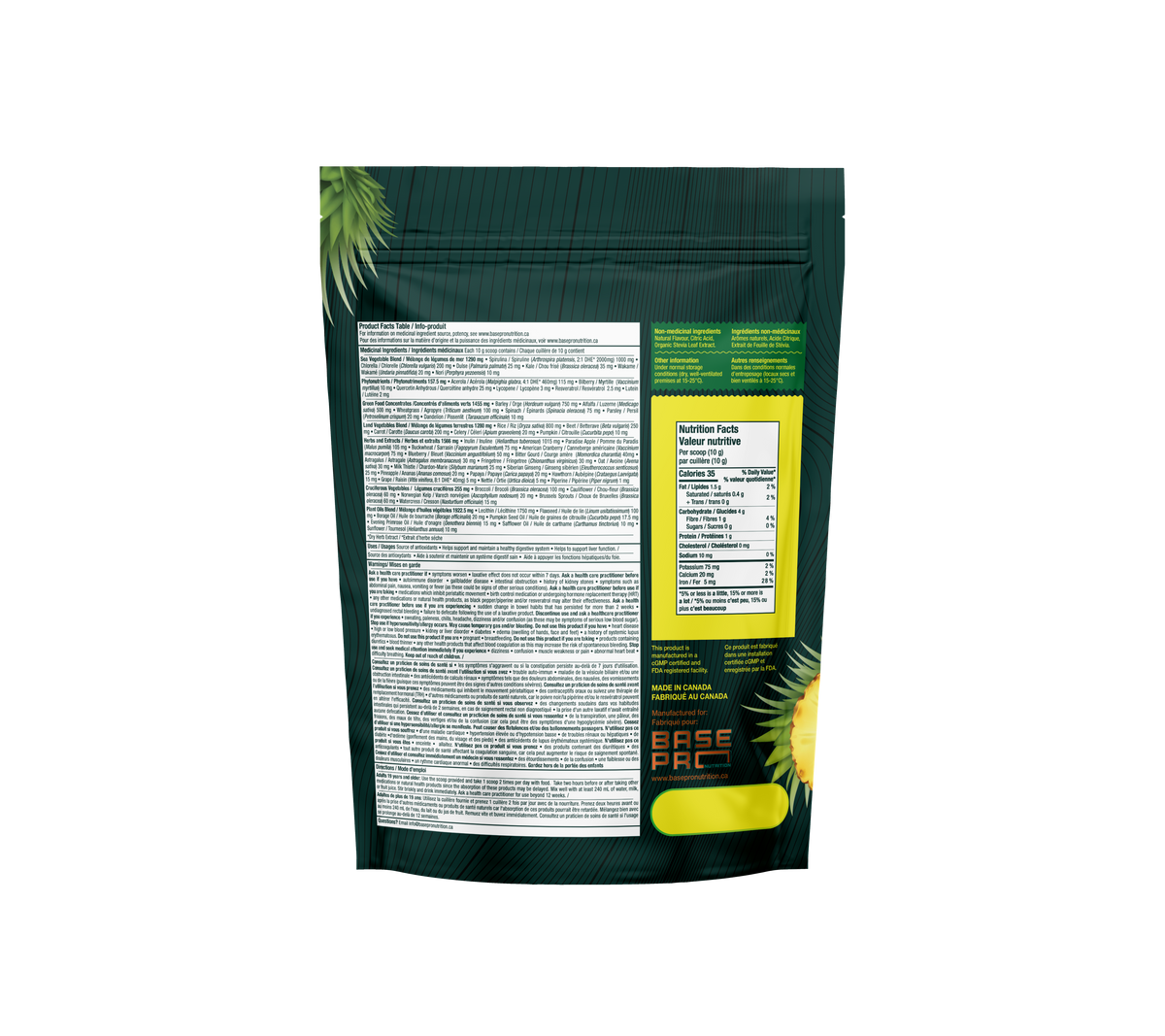 Pro Greens - Pineapple - 300 grams - Base Pro Nutrition