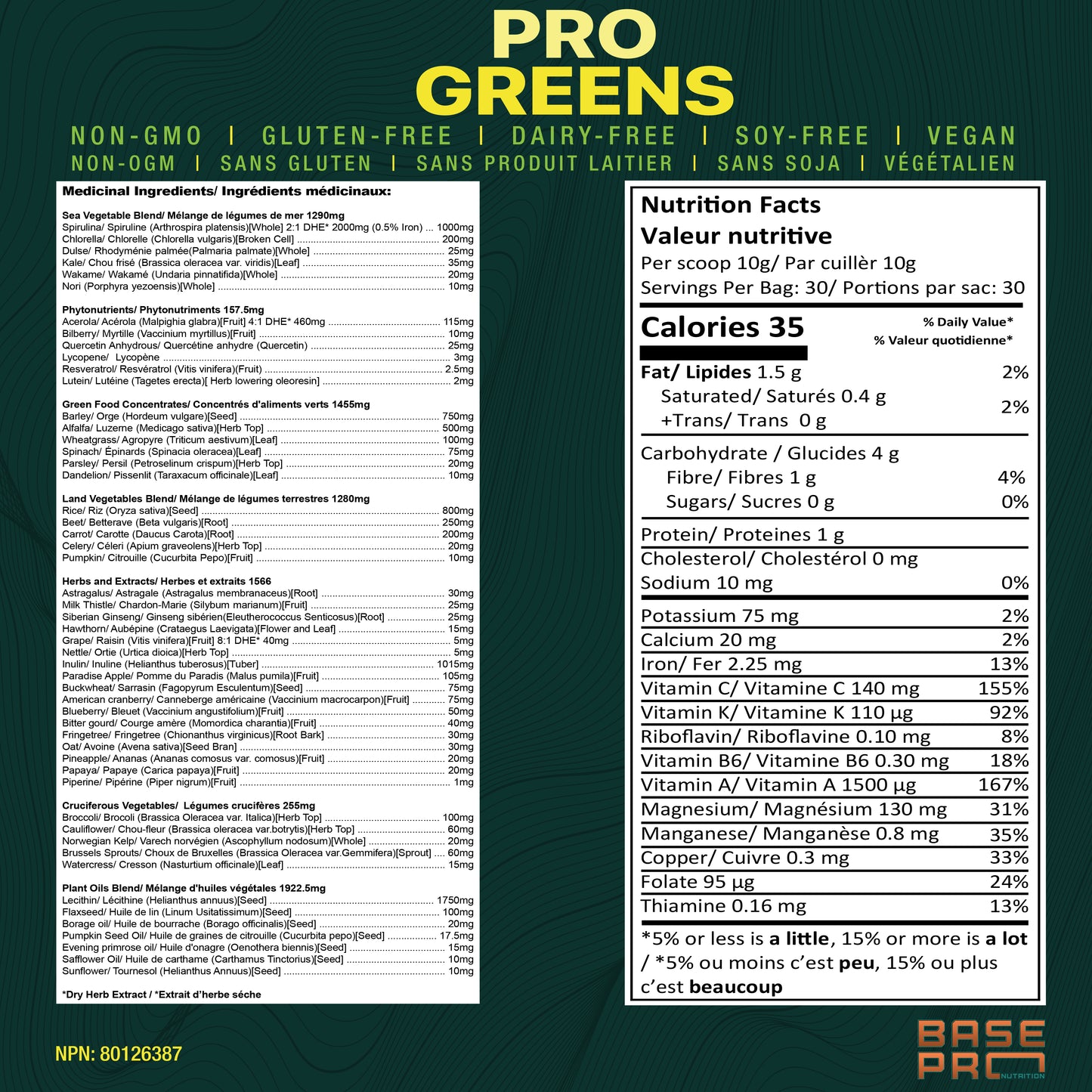 Pro Greens - Pineapple - 300 grams - Base Pro Nutrition