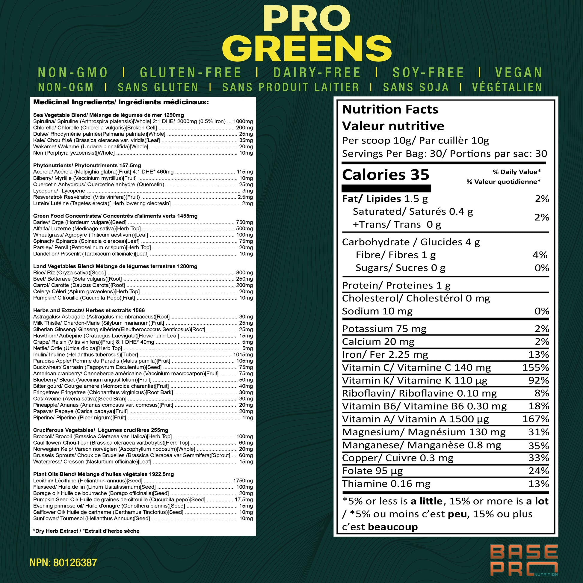 Pro Greens - Pineapple - 300 grams - Base Pro Nutrition