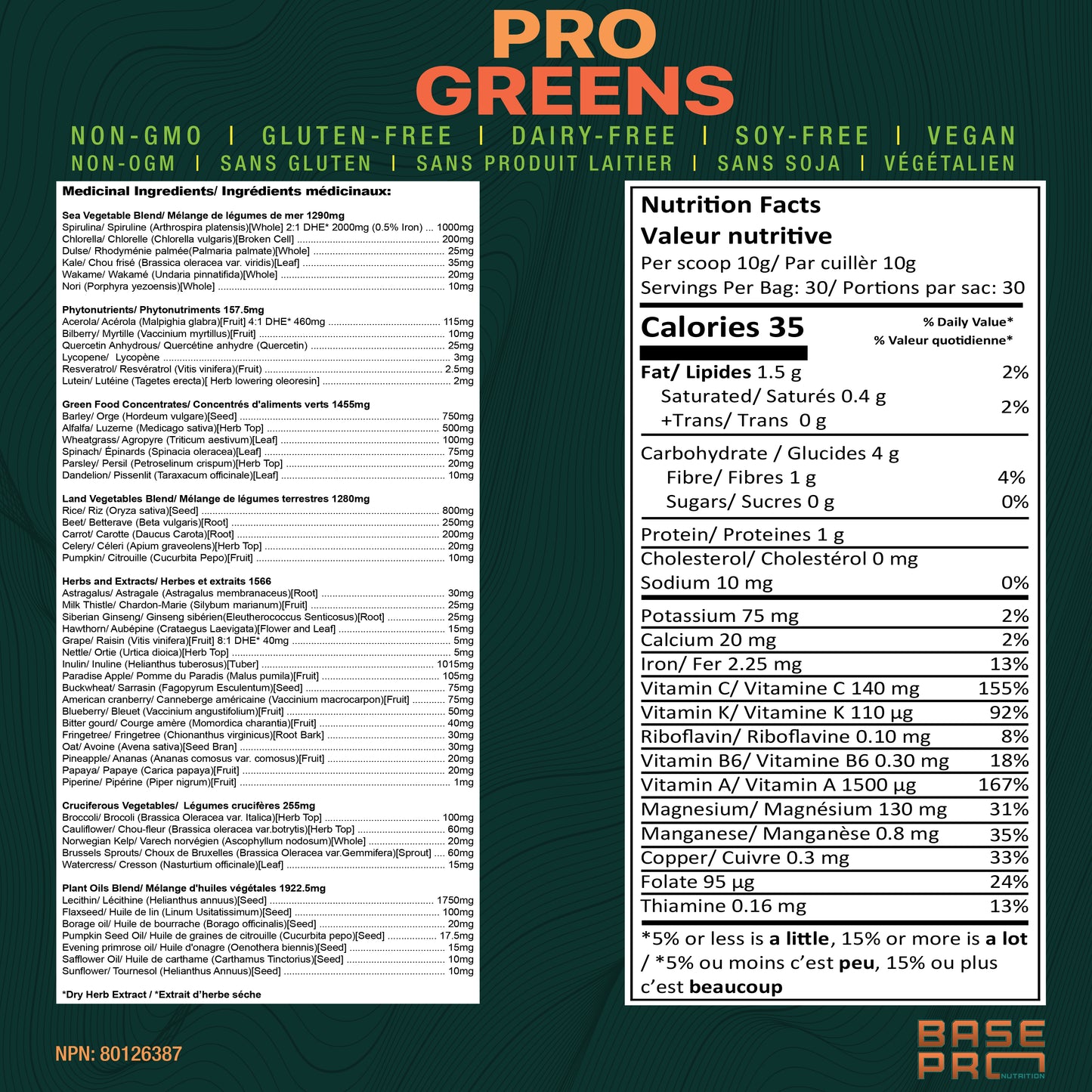 Pro Greens - Peach - 300 grams - Base Pro Nutrition