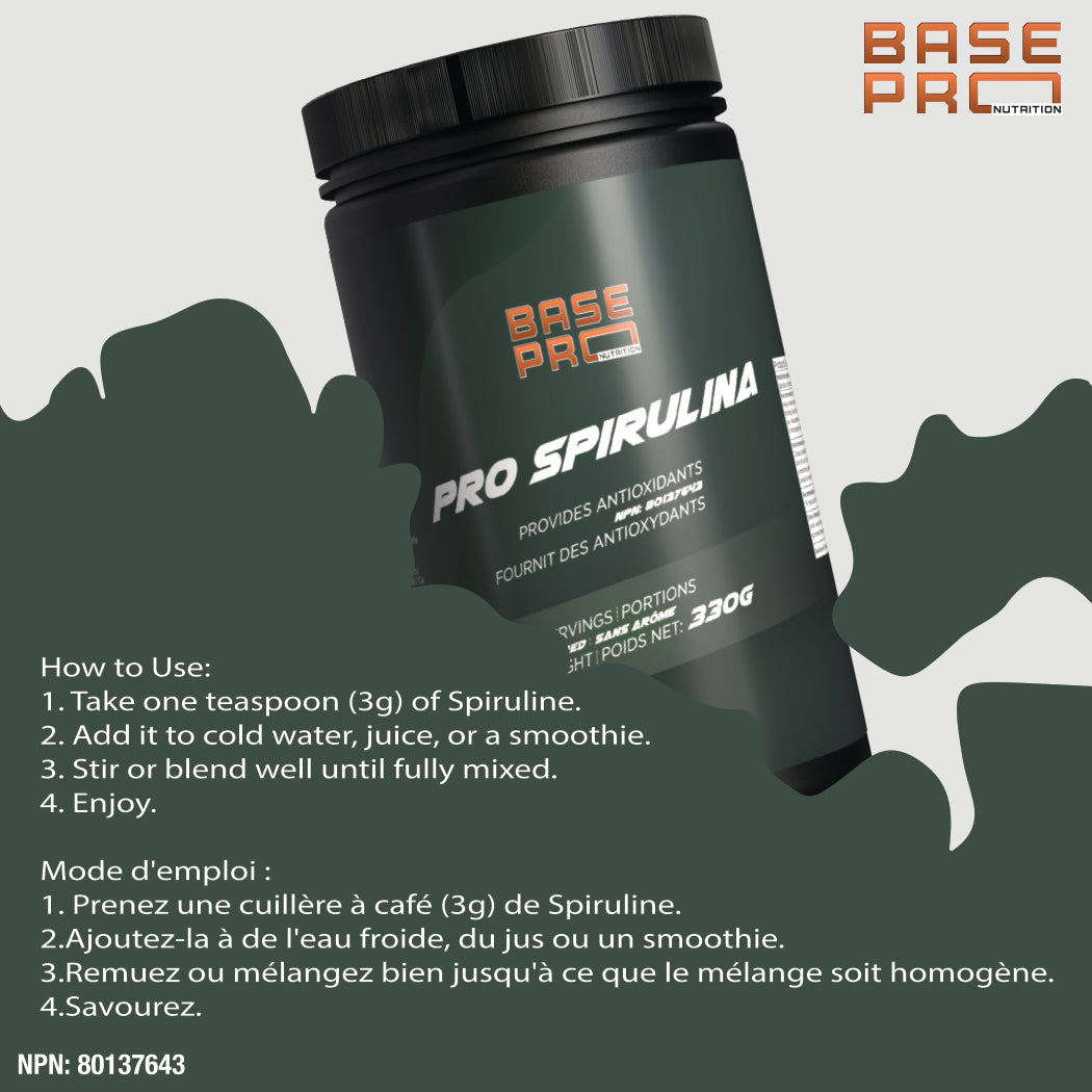 PRO Spirulina Powder - 330grams - Base Pro Nutrition
