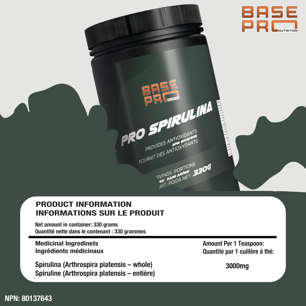 PRO Spirulina Powder - 330grams - Base Pro Nutrition