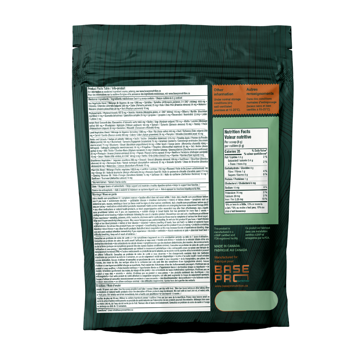 Pro Greens - Unflavored - 240 grams - Base Pro Nutrition