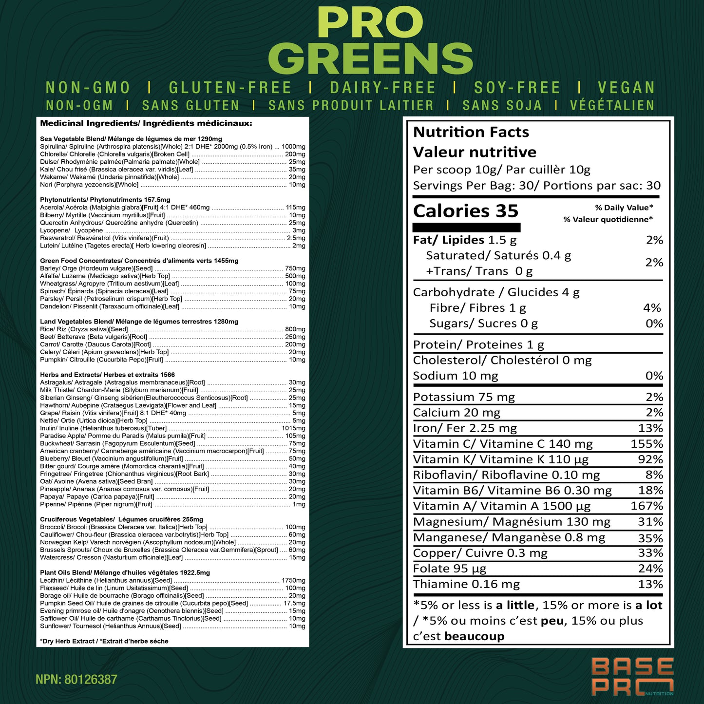 Pro Greens - Green Apple - 300 grams - Base Pro Nutrition