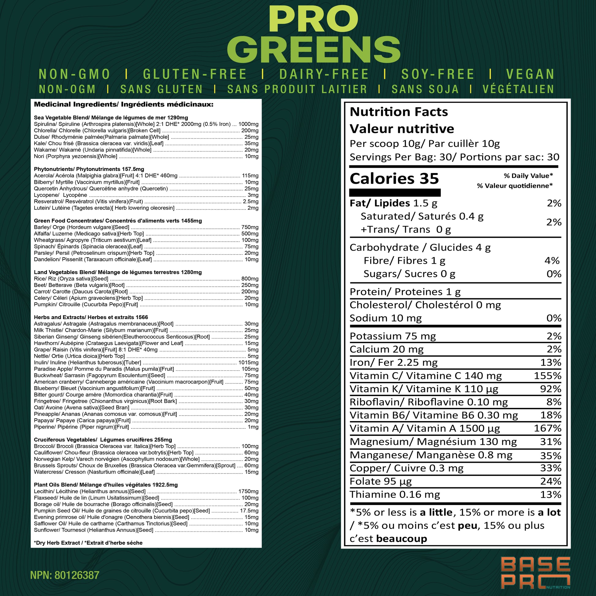 Pro Greens - Green Apple - 300 grams - Base Pro Nutrition
