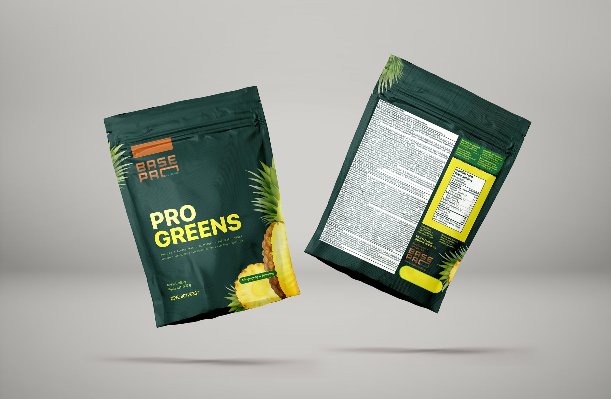 Pro Greens - Pineapple - 300 grams - Base Pro Nutrition