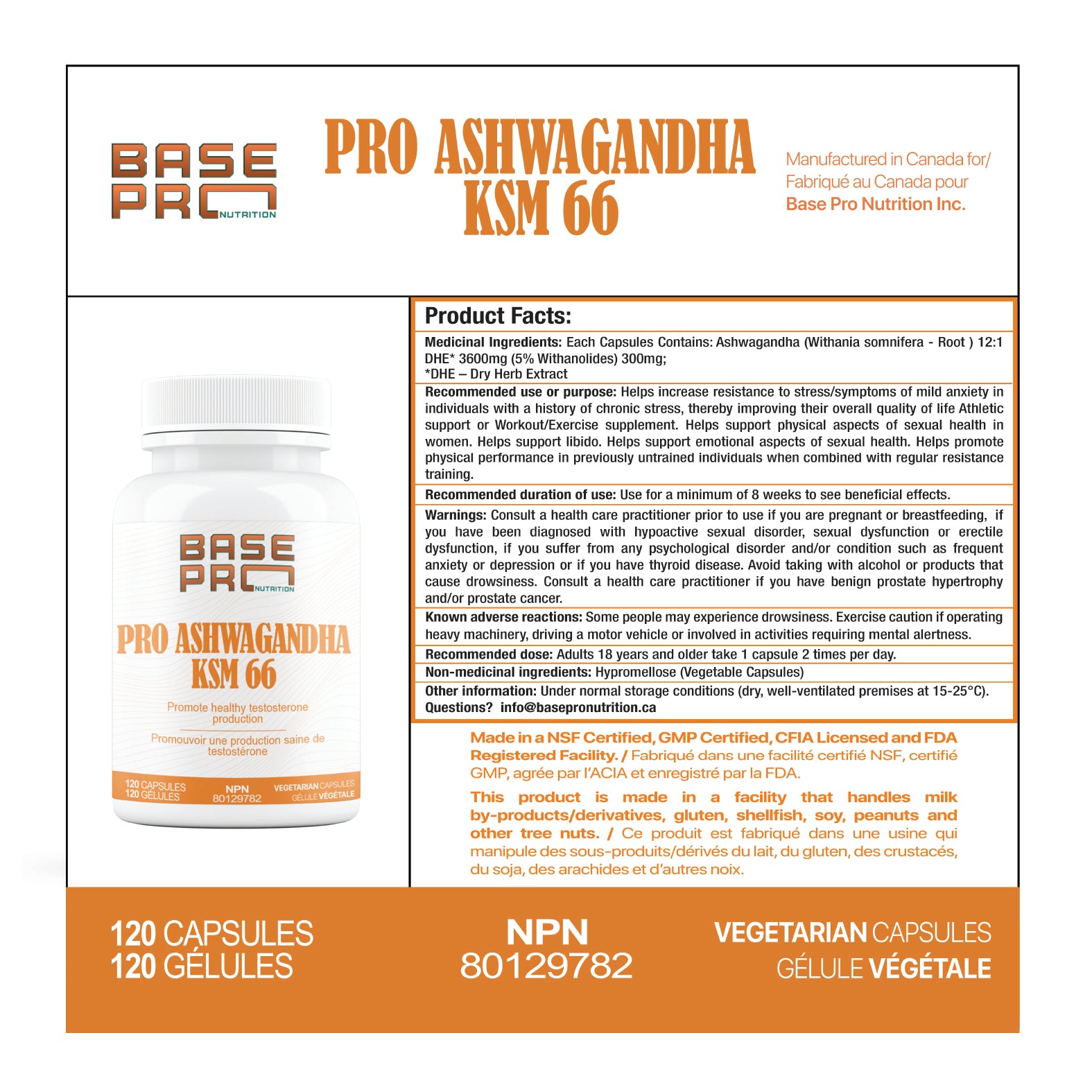 Pro KSM-66 Ashwagandha - 120 capsules - Base Pro Nutrition